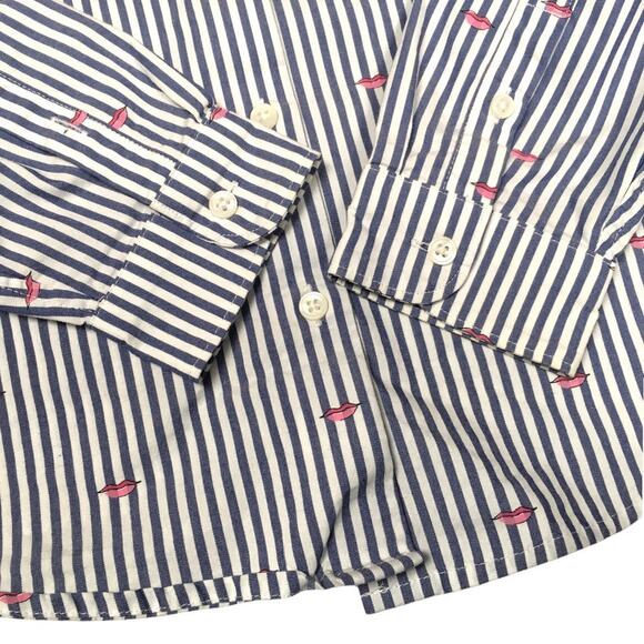Banana Republic Quinn Boy Fit Button Front Shirt Lips‎ Novelty Print Women's XS - Picture 10 of 10